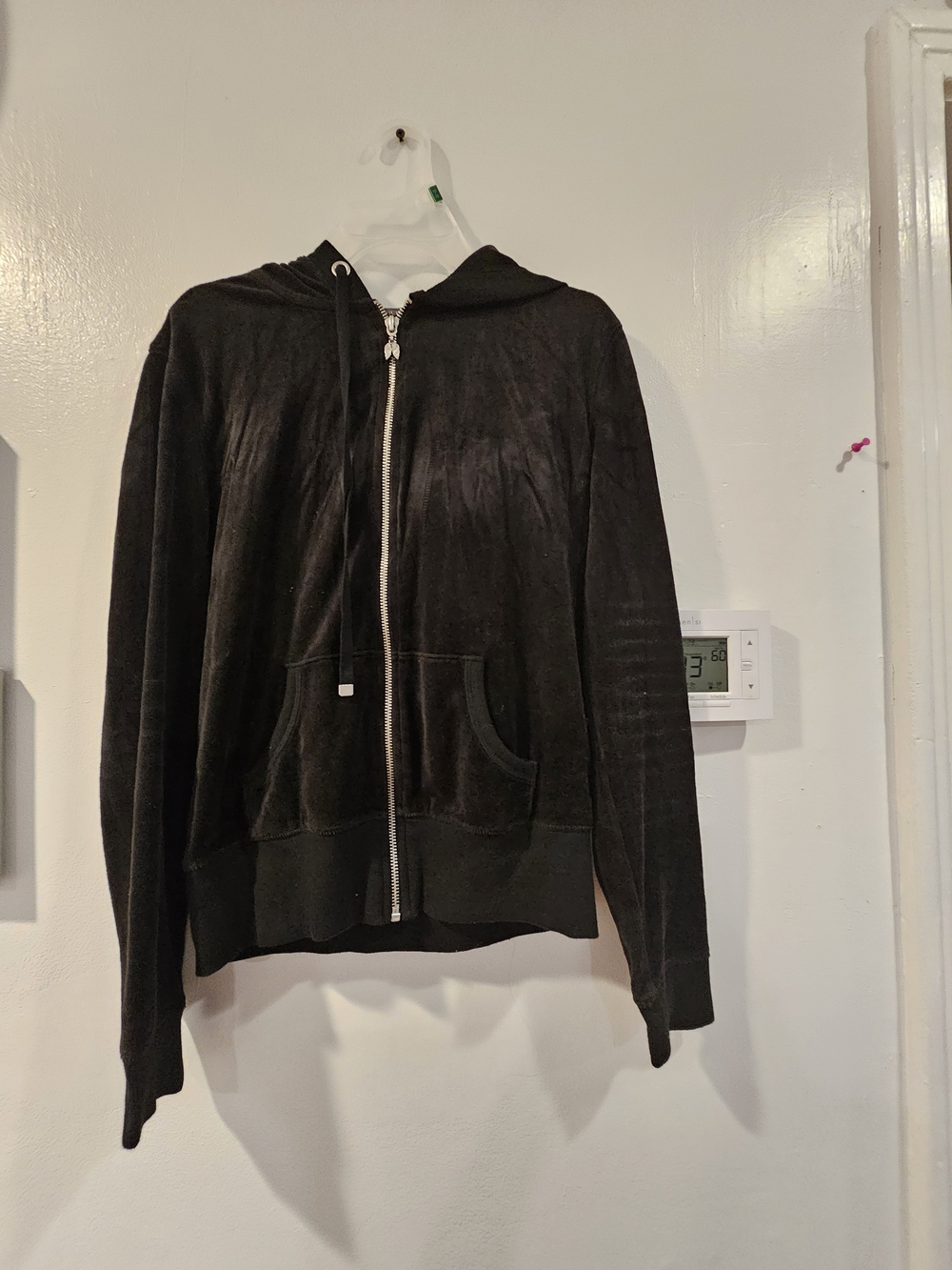 Black Men's Zip-Up Hooded Jacket